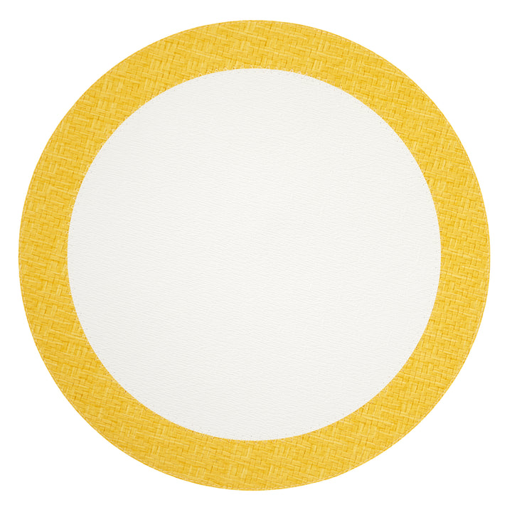 Bodrum Halo Vinyl Round Placemats (White/Sunshine) Set of 4