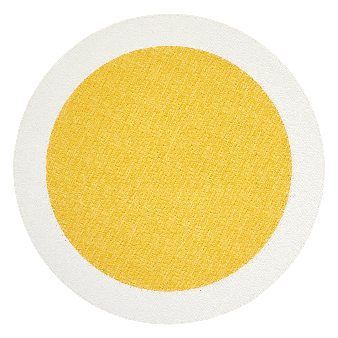 Bodrum Halo Vinyl Round Placemats (White/Sunshine) Set of 4