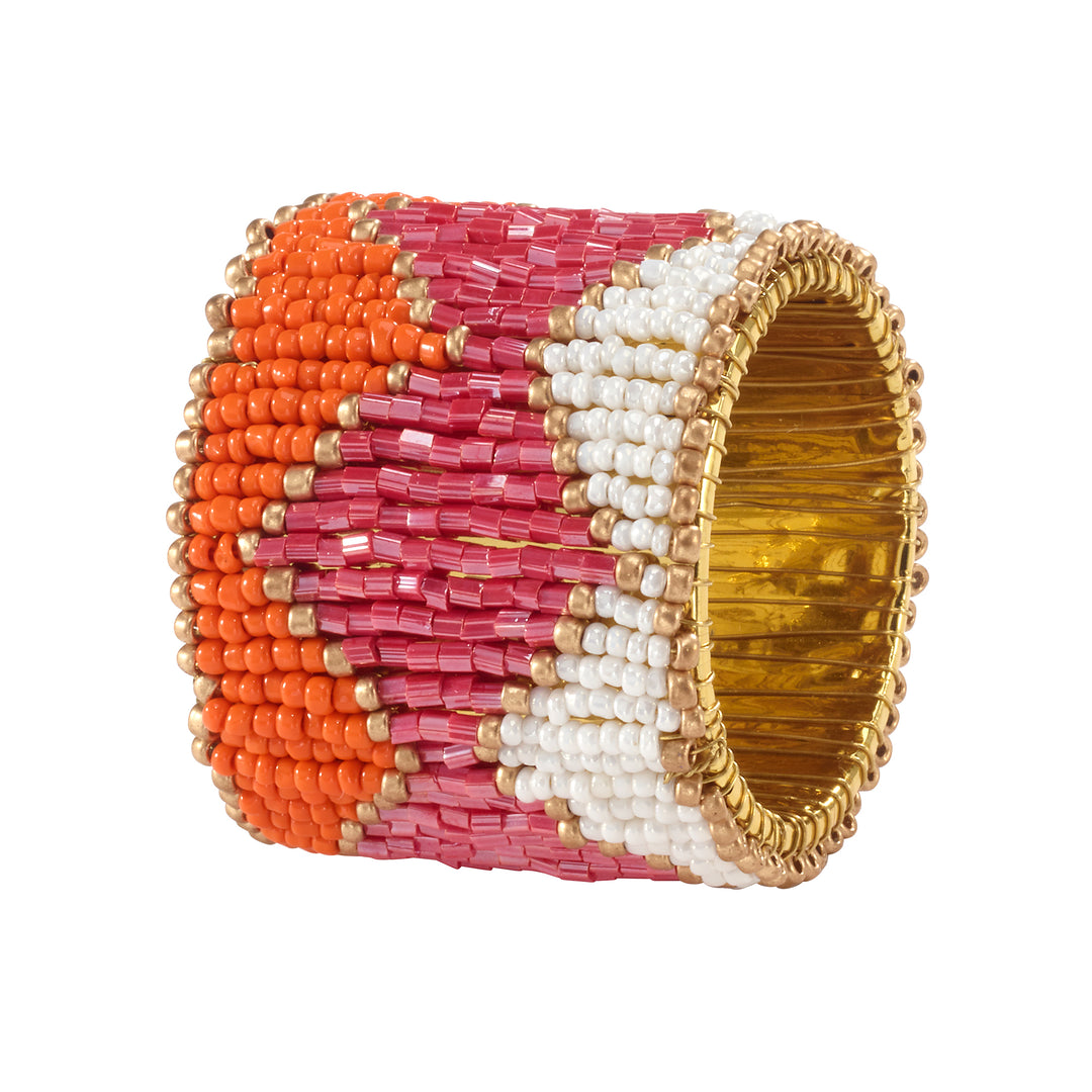 Harlequin Beaded Napkin Rings Set of 4 (Orange)