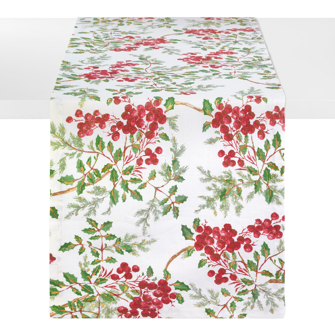 Holly Berry Print Table Runner 15x90