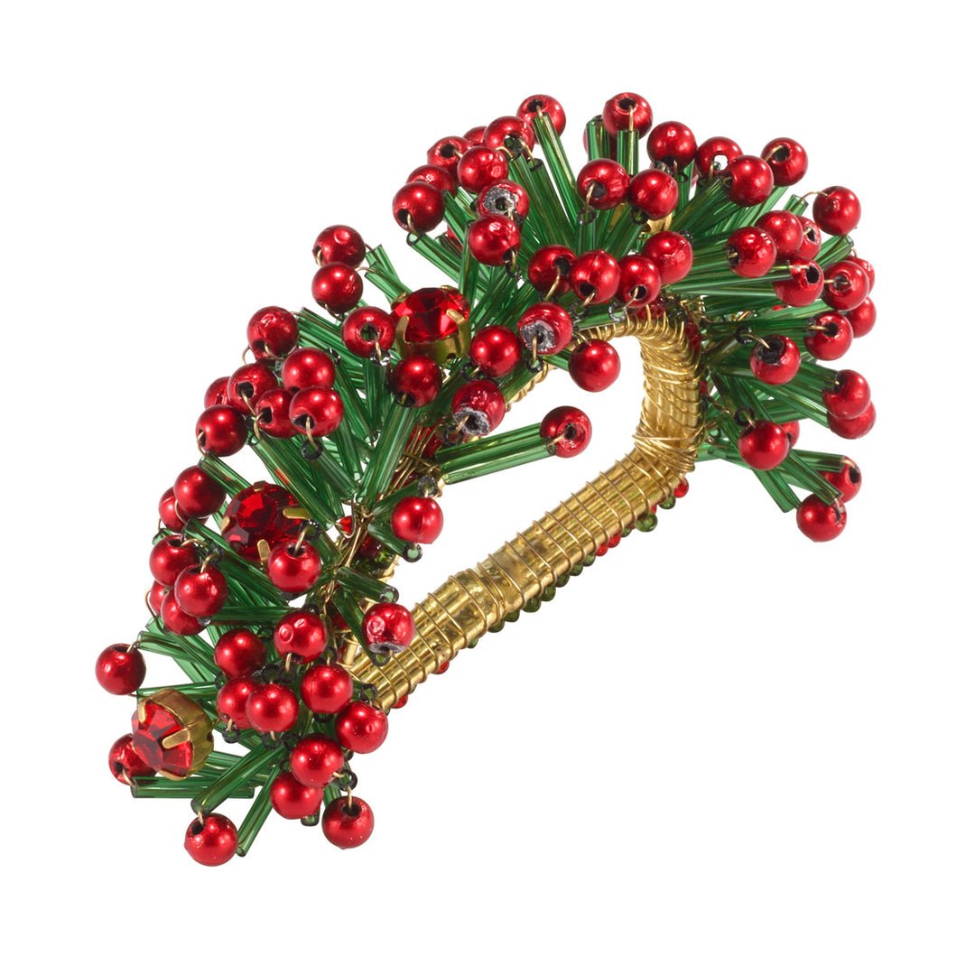 Holly Wreath Napkin Rings Set of 4
