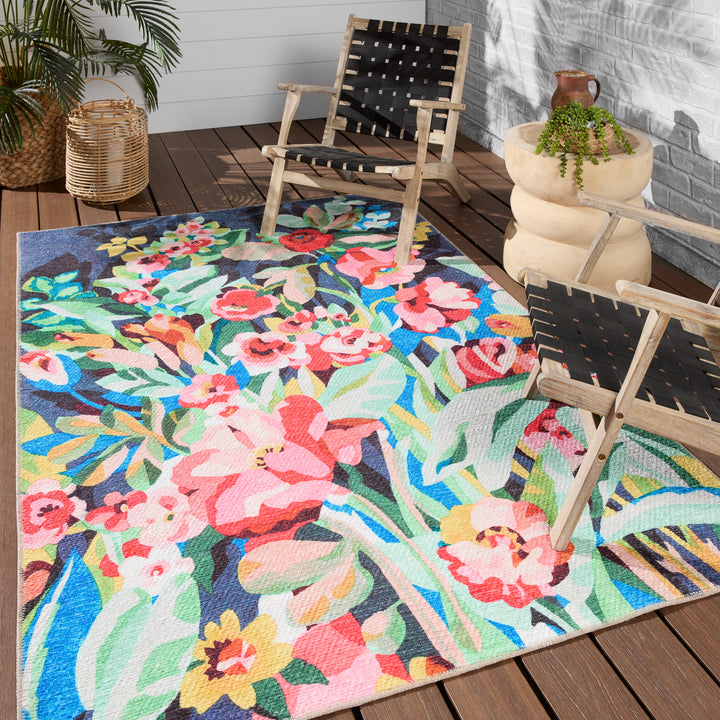Vibe by Jaipur Living Lavatera Indoor/Outdoor Floral Multicolor/ Pink Area Rug (IBIS - IBS01)