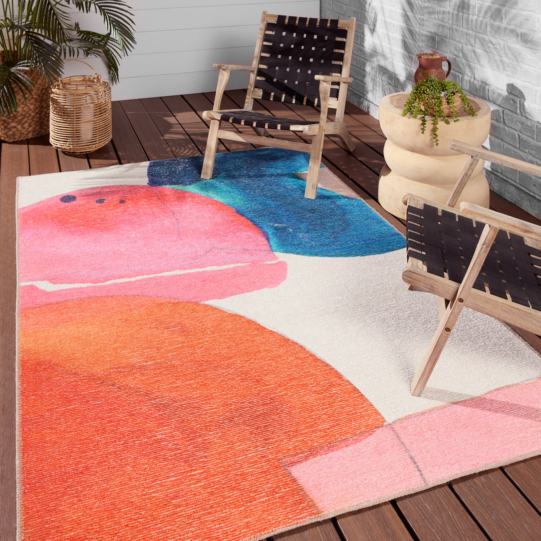 Sonic Powerloomed Indoor Abstract Pink/ Multicolor Area Rug (IBIS - IBS06)
