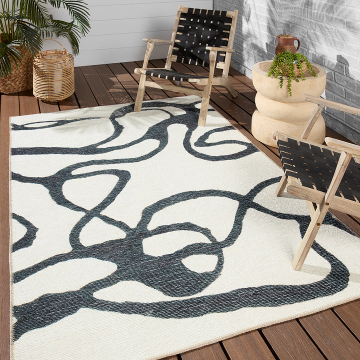 Cosme Powerloomed Indoor Abstract White/ Gray Area Rug (IBIS - IBS07)
