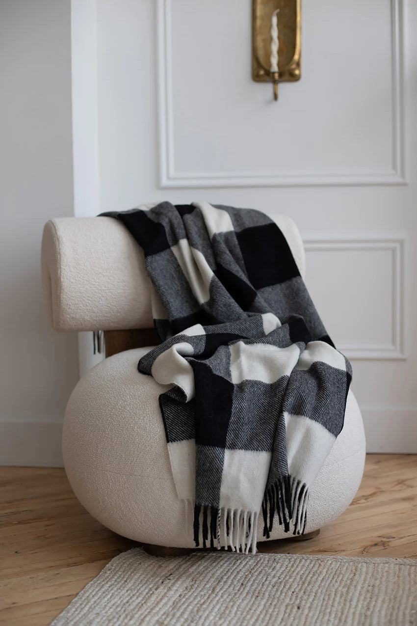 St Louis Ivory Black Alpaca Wool Throw