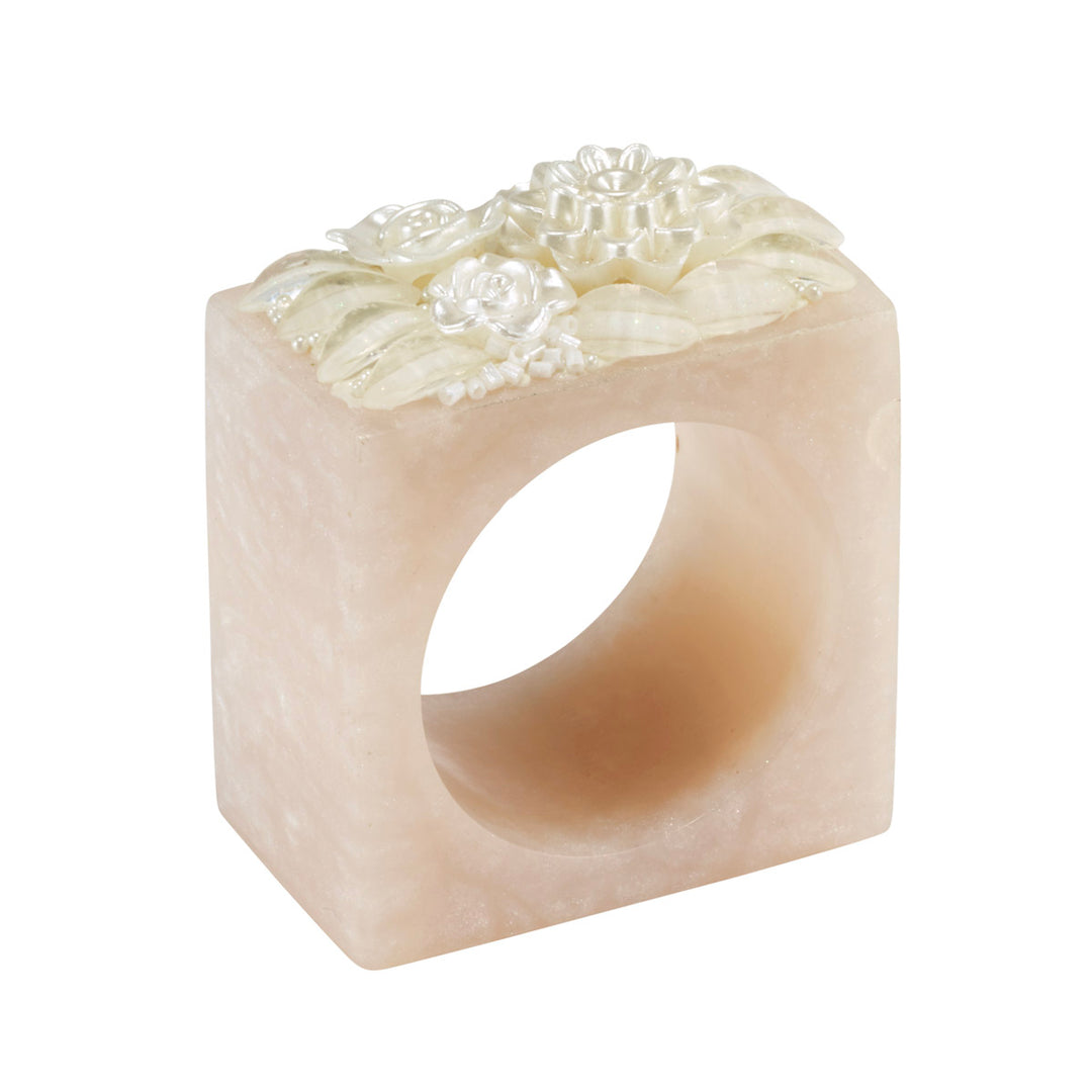 Ivory Petal Napkin Rings Set of 4 (White)