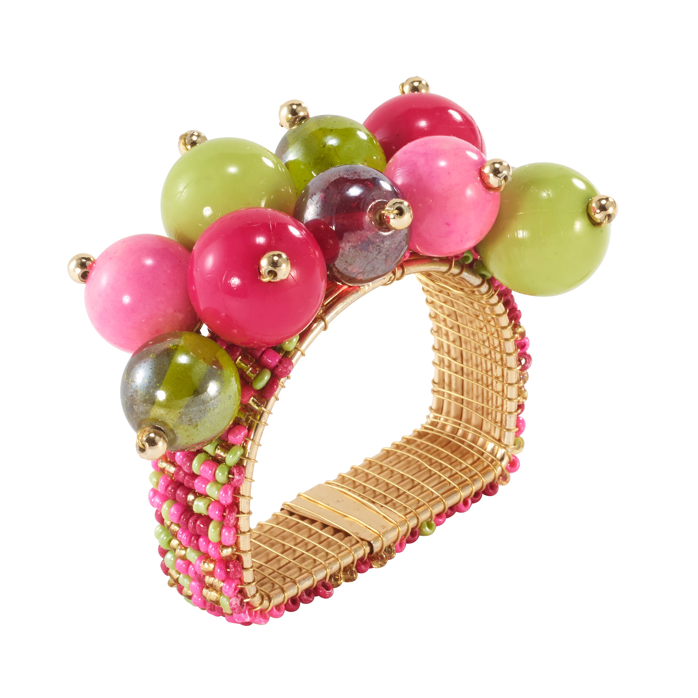 Jubilant Napkin Rings (Pink/Green) Set/4 - Thumbnail 2