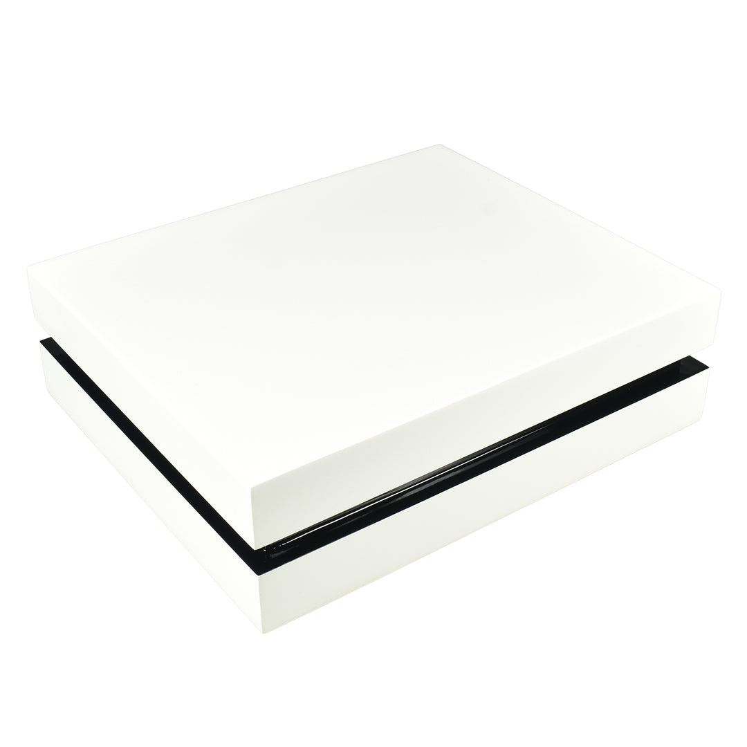 Lacquer White with 12" Black Lip Box