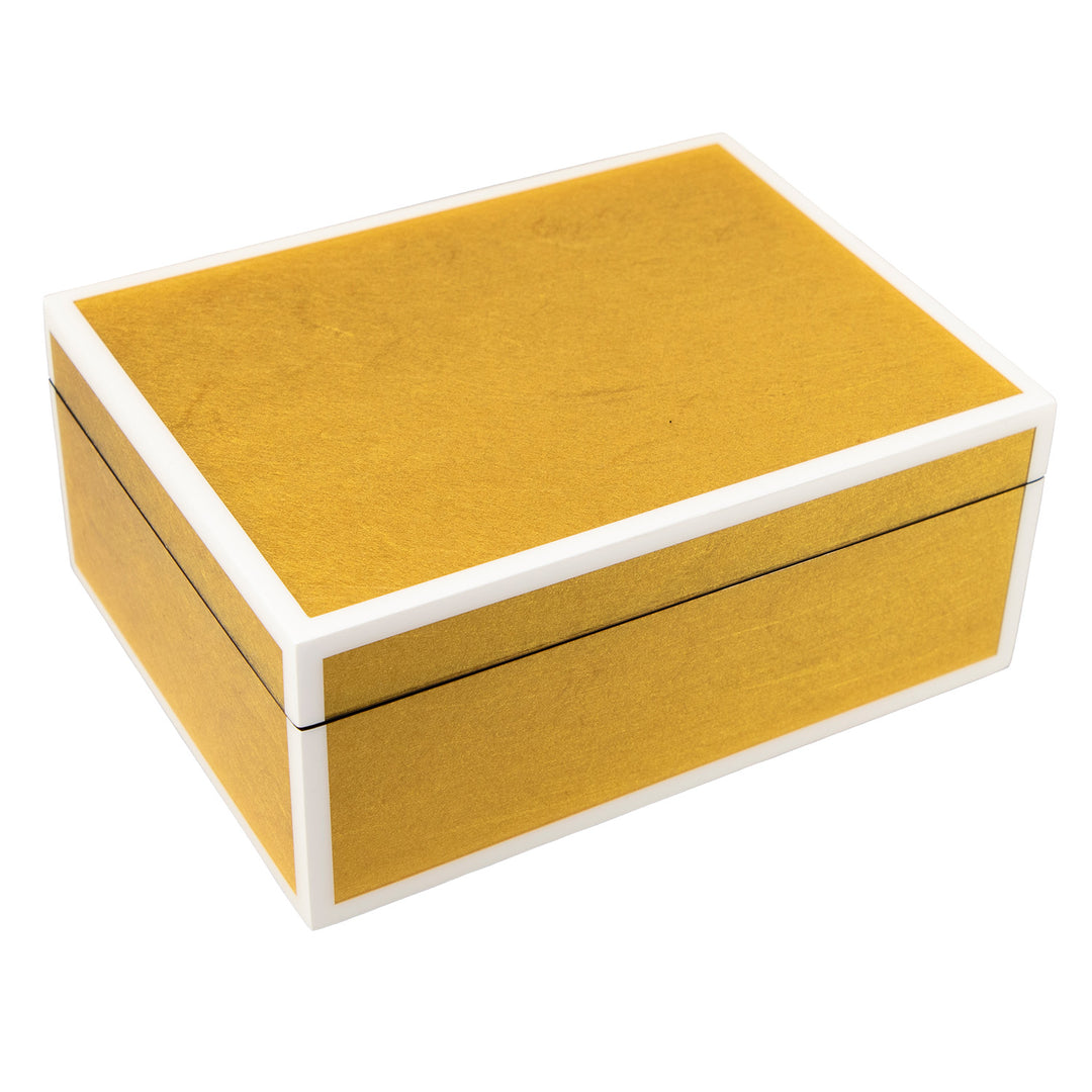 Lacquer Medium Box (Shine Gold Leaf with White Trim)