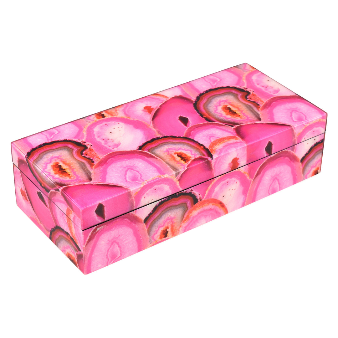 Lacquer Long Pencil Box (Pink Agate)