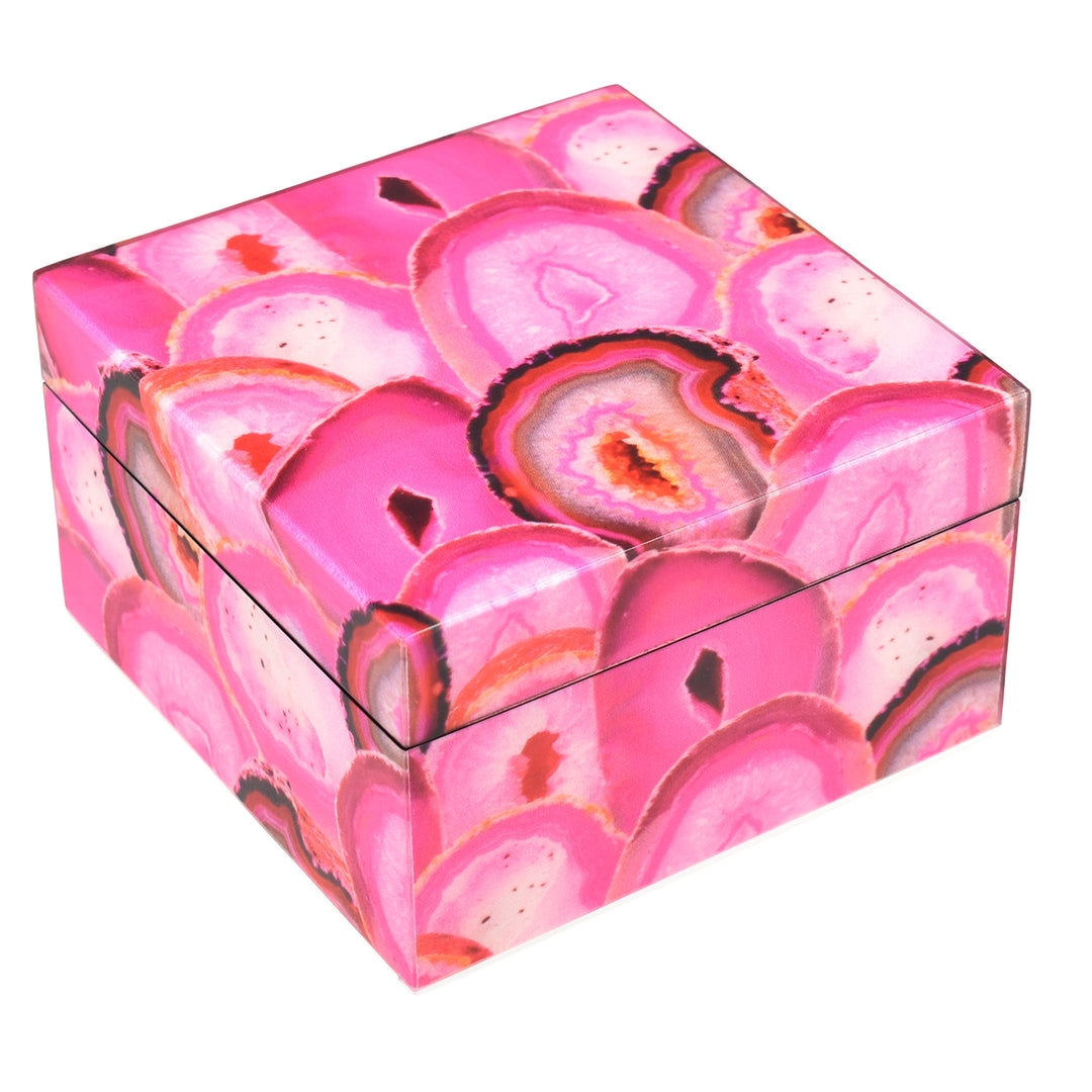 Lacquer Small Square Box (Pink Agate)