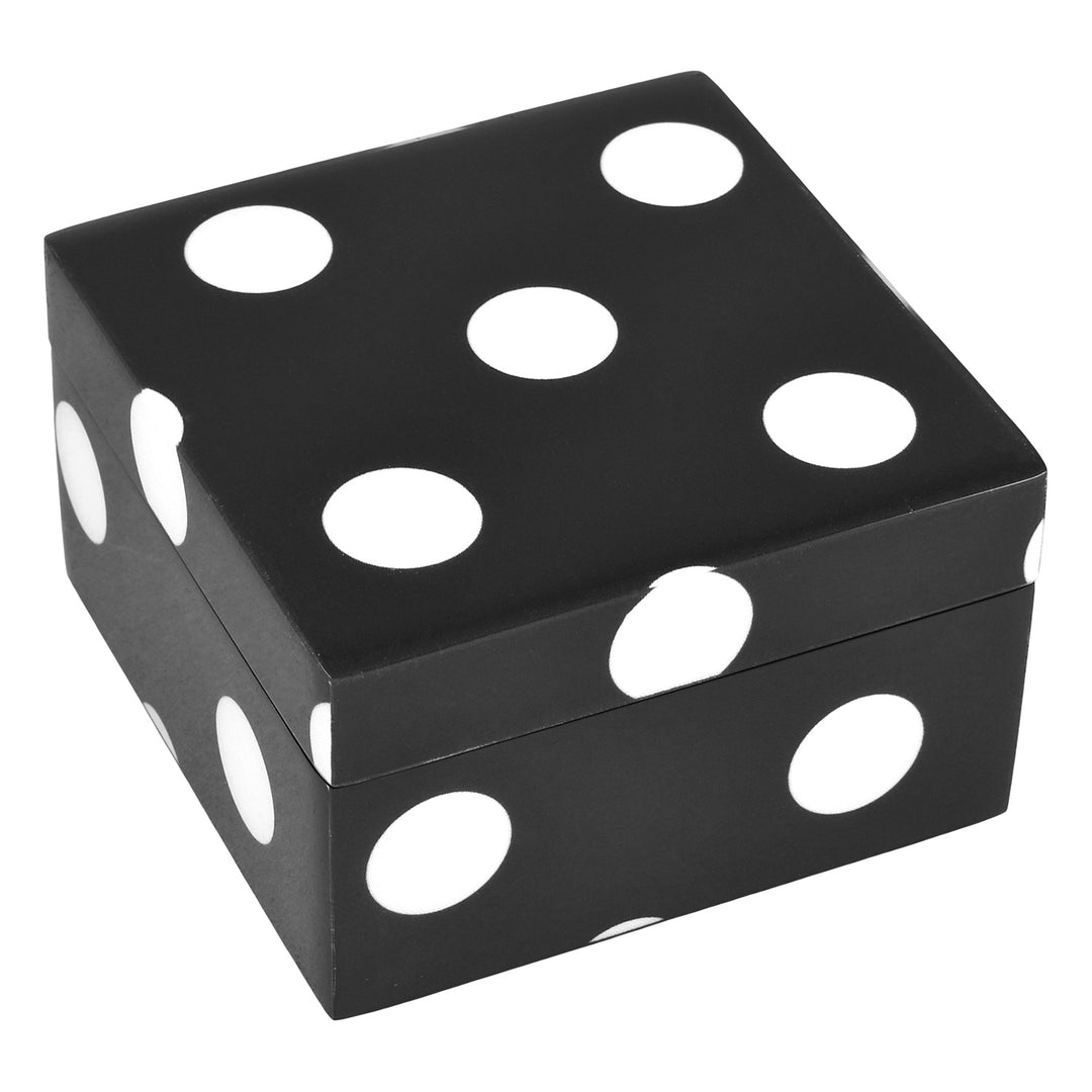 Lacquer Small Square Box (White Polka Dot Design)