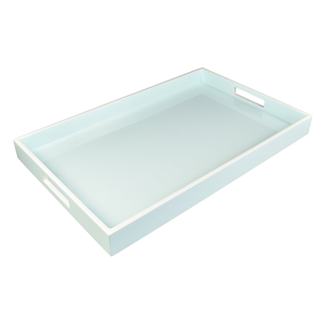 Lacquer Rectangle Tray (Duck Egg Blue with White)