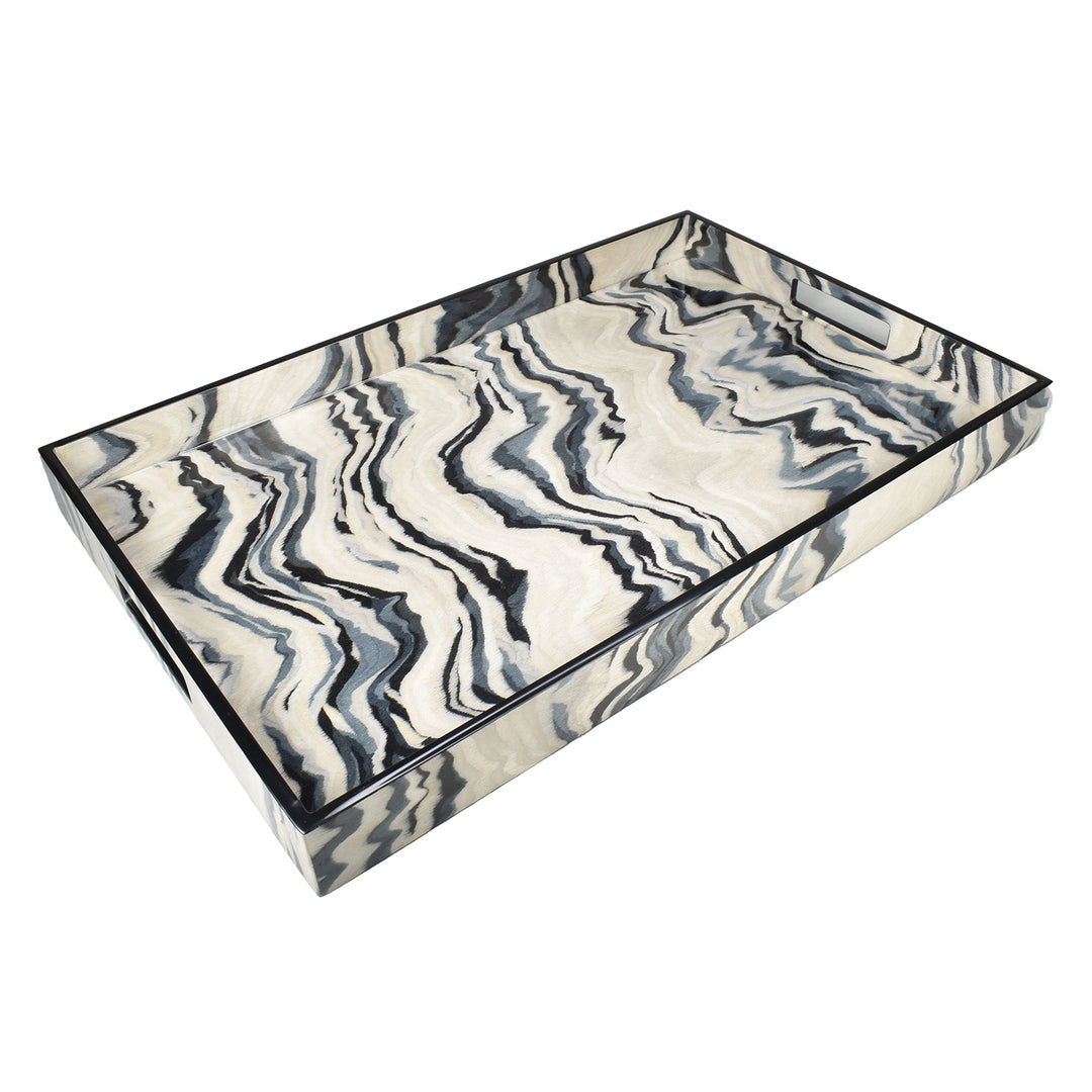 Lacquer Rectangle Tray (Landscape with Black Trim)