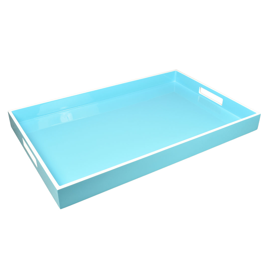 Lacquer Rectangle Tray 22" (Sky Blue)