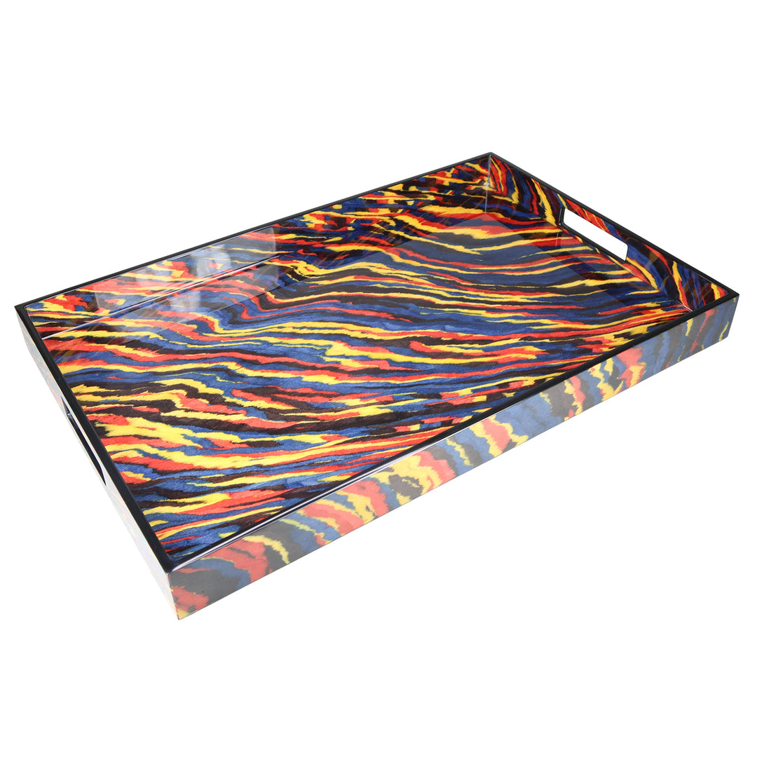 Lacquer Rectangle Tray (Wavy Multi)