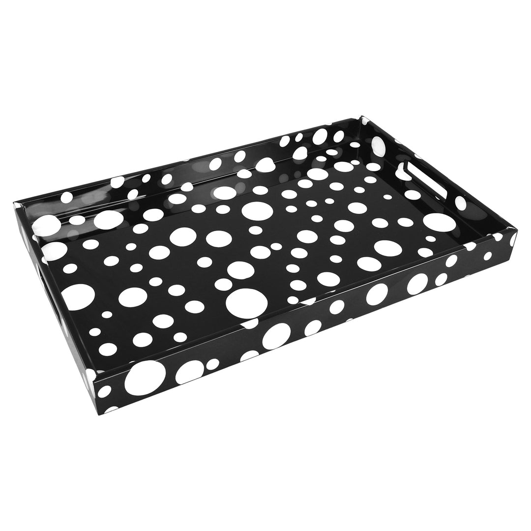 Lacquer Rectangle Tray (White Polka Dot Design)