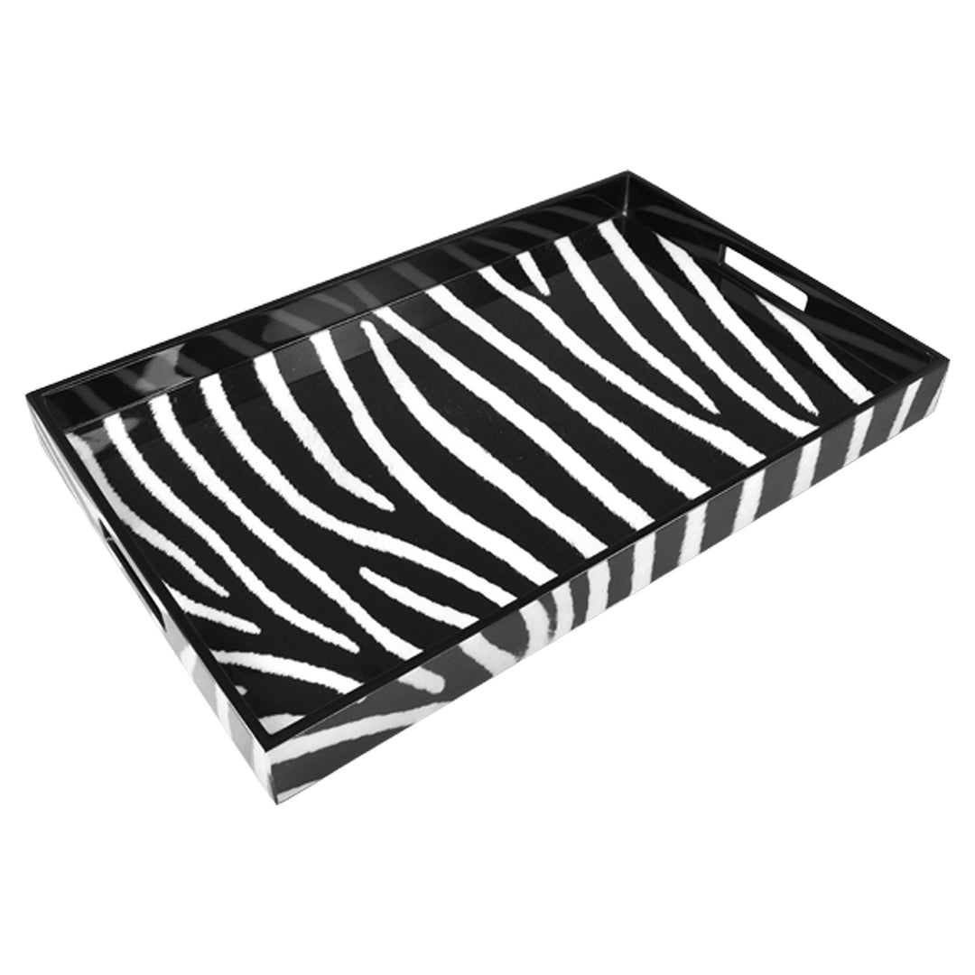 Lacquer Rectangle Tray (Zebra Pattern)