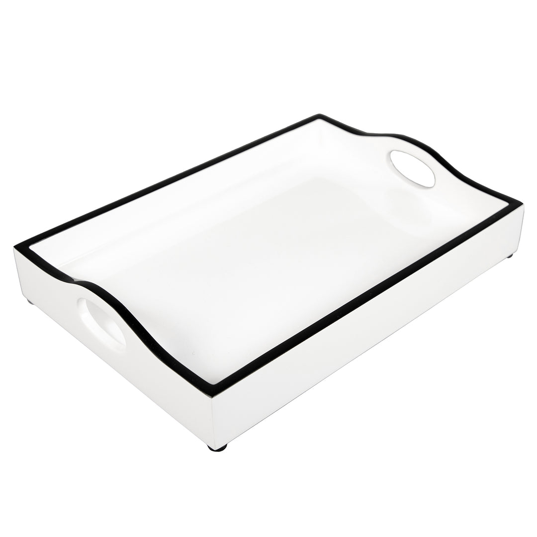 Lacquer Mini Bar Tray (White w/Black Trim)