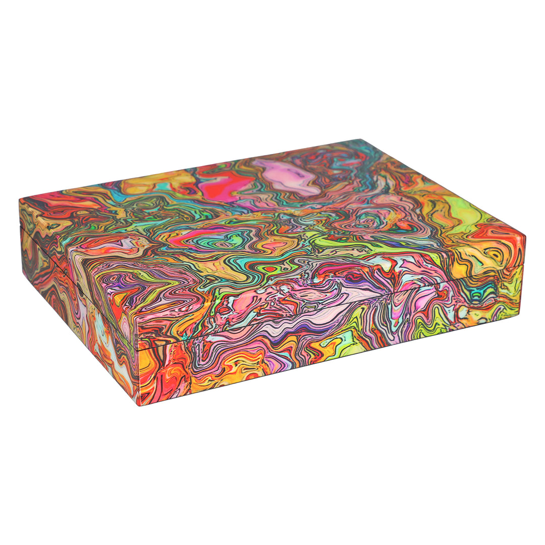 Lacquer Long Stationery Box 12" (Terrain Pattern)