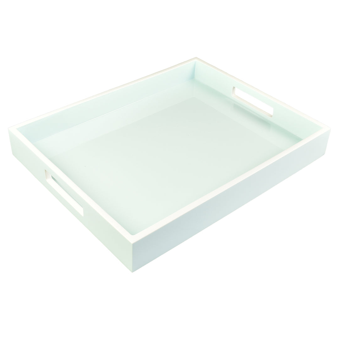 Lacquer Small Rectangle Tray (Duck Egg Blue with White)