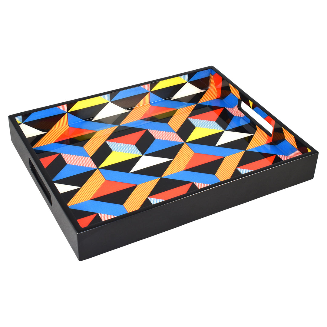 Lacquer Small Rectangle Tray (Geometric Design)