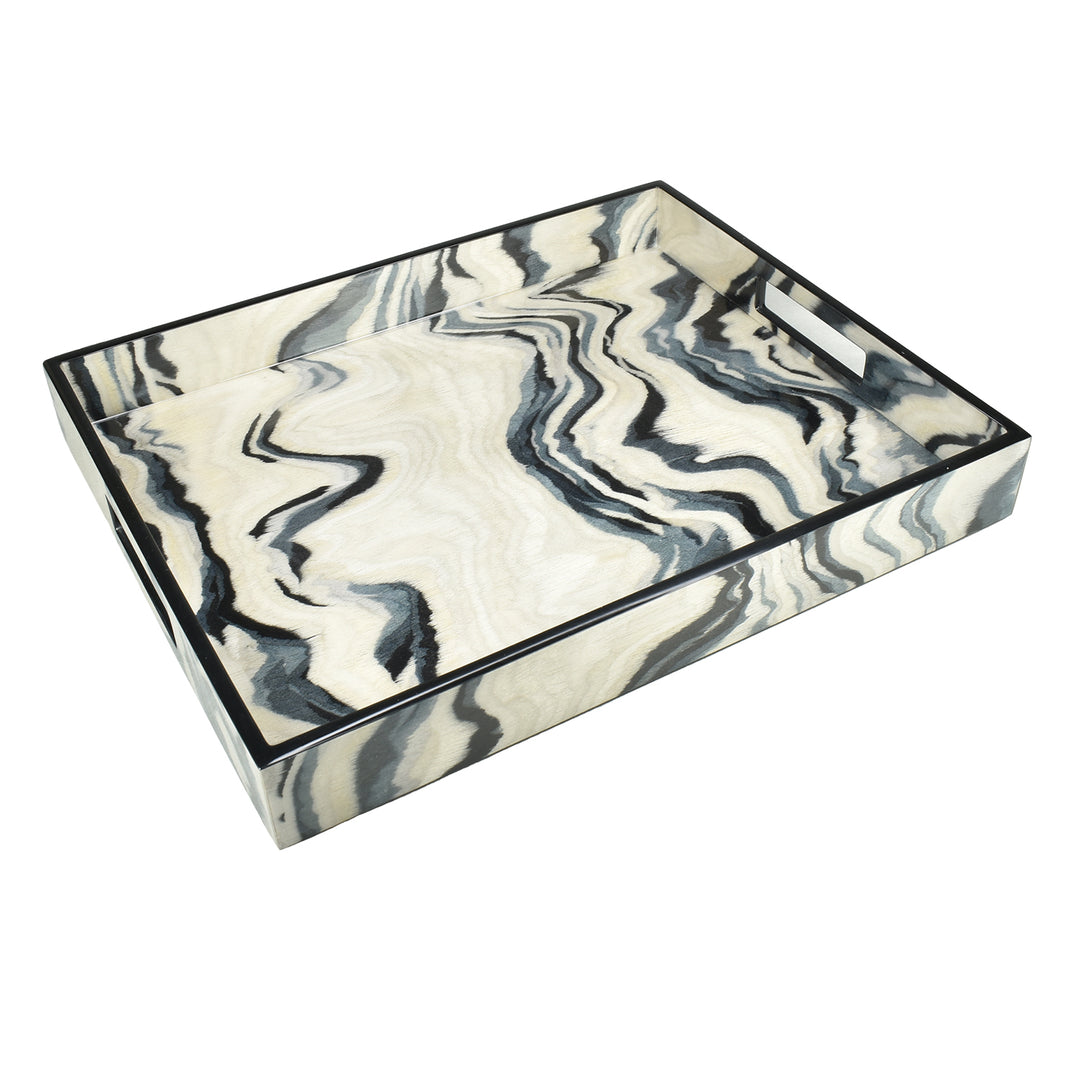Lacquer Small Rectangle Tray (Landscape with Black Trim)