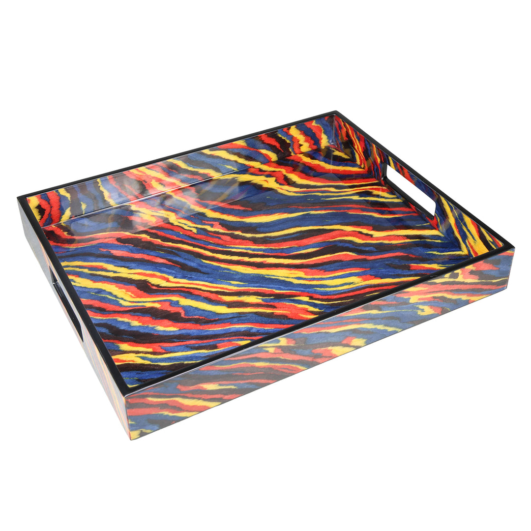 Lacquer Small Rectangle Tray (Wavy Multi)