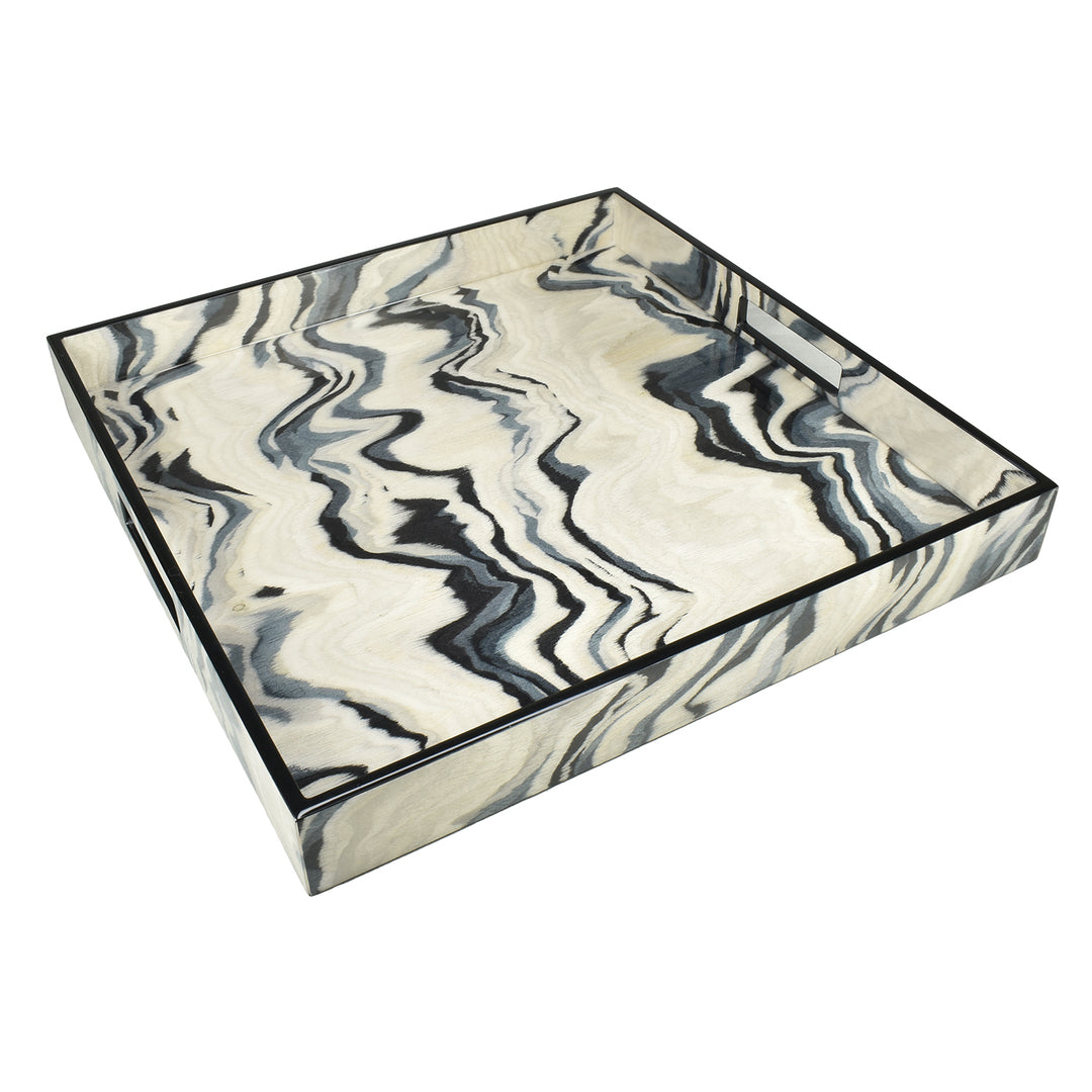 Lacquer Square Tray (Landscape with Black Trim)
