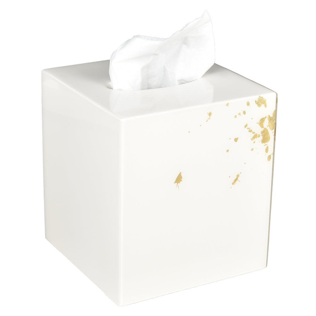 Artful Gold with White Lacquer Tissue Box