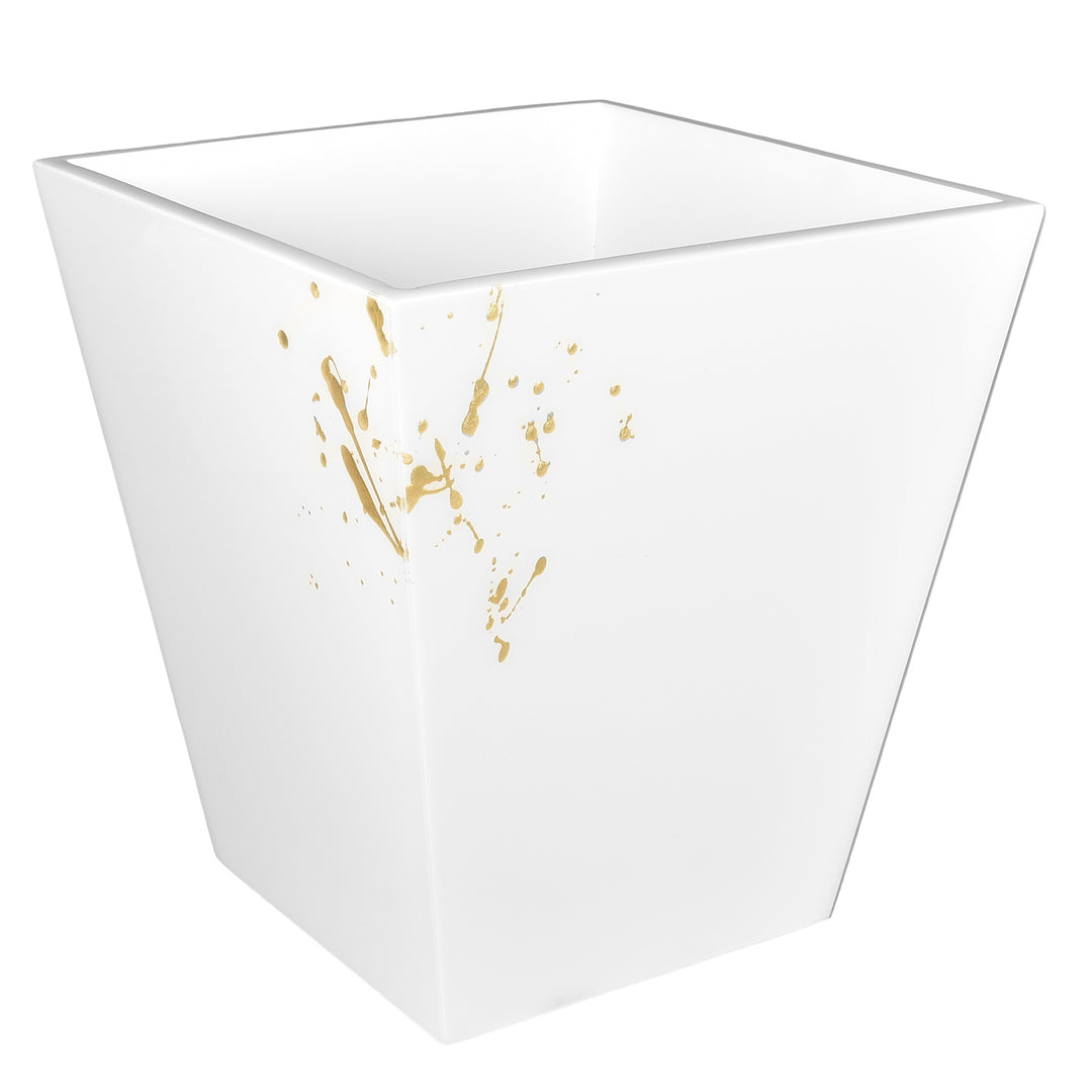 Artful Gold with White Lacquer Waste Basket