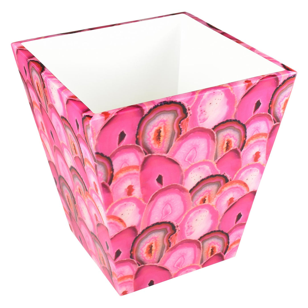 Pink Agate Lacquer Waste Basket