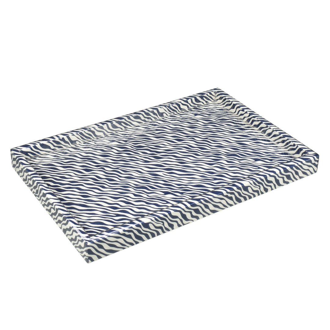 Lacquer Vanity Tray (Blue Wave Design)
