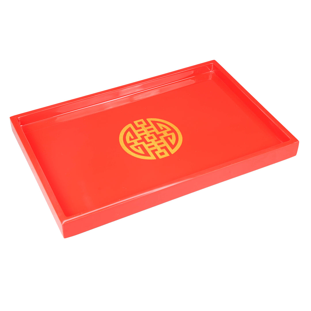 Lacquer Vanity Tray (Double Happiness Shine Gold Leaf with Red)