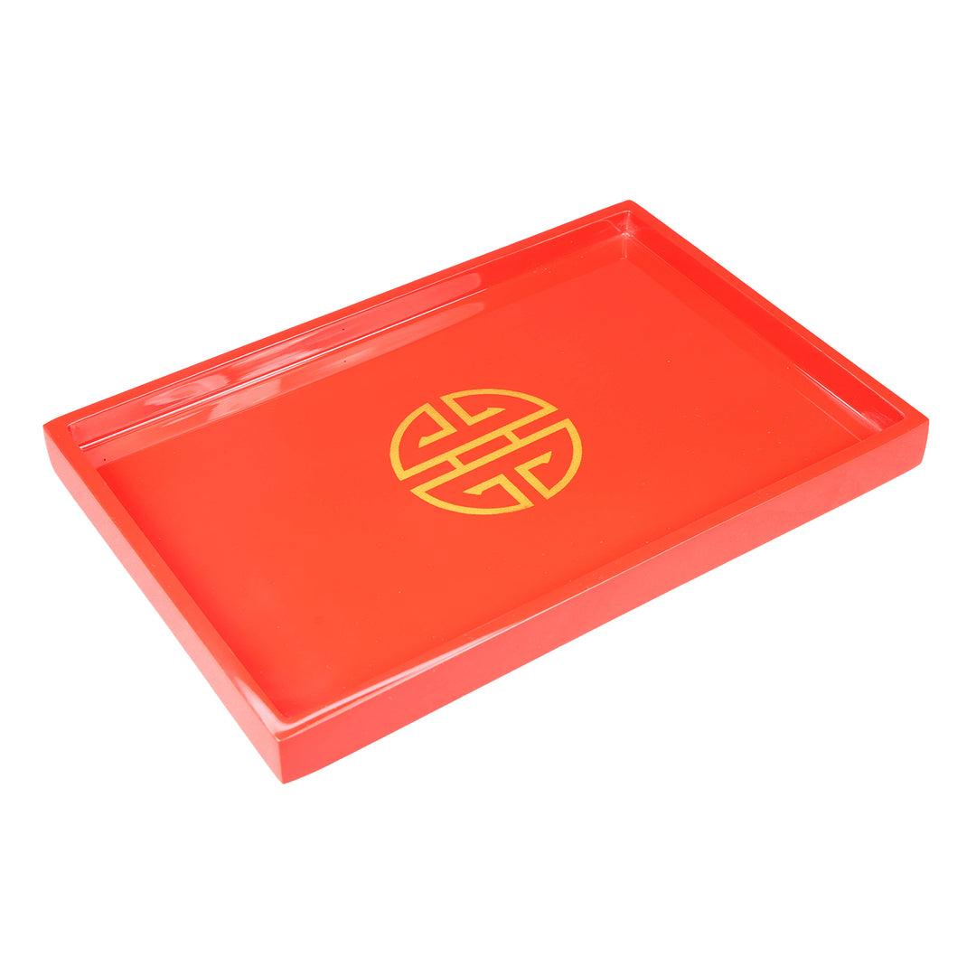 Lacquer Vanity Tray (Longevity Shine Gold Leaf with Red)