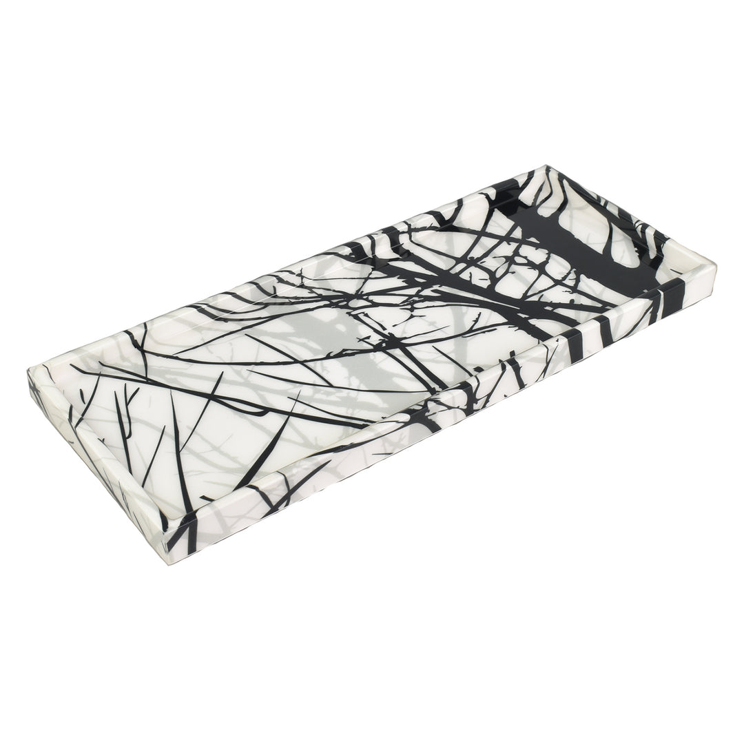 Trees Design Lacquer Long Vanity Tray