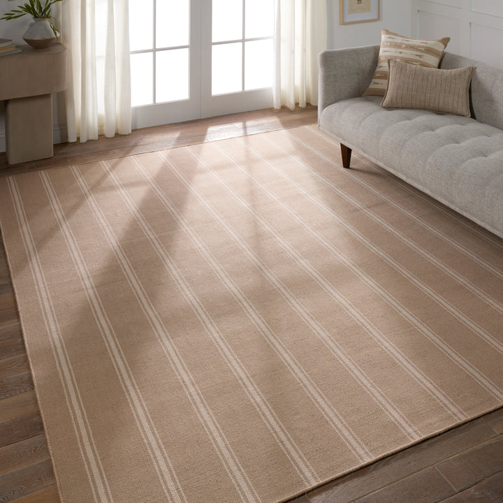 Barclay Butera by Jaipur Living Memento Handmade Indoor/Outdoor Striped Beige/ Ivory Area Rug (LAGUNA - LAG03)