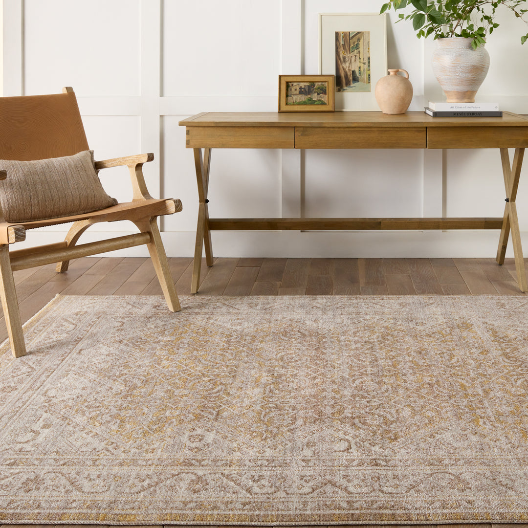 Vibe by Jaipur Living Harriet Medallion Gold/ Light Gray Area Rug (LEILA - LEI06)