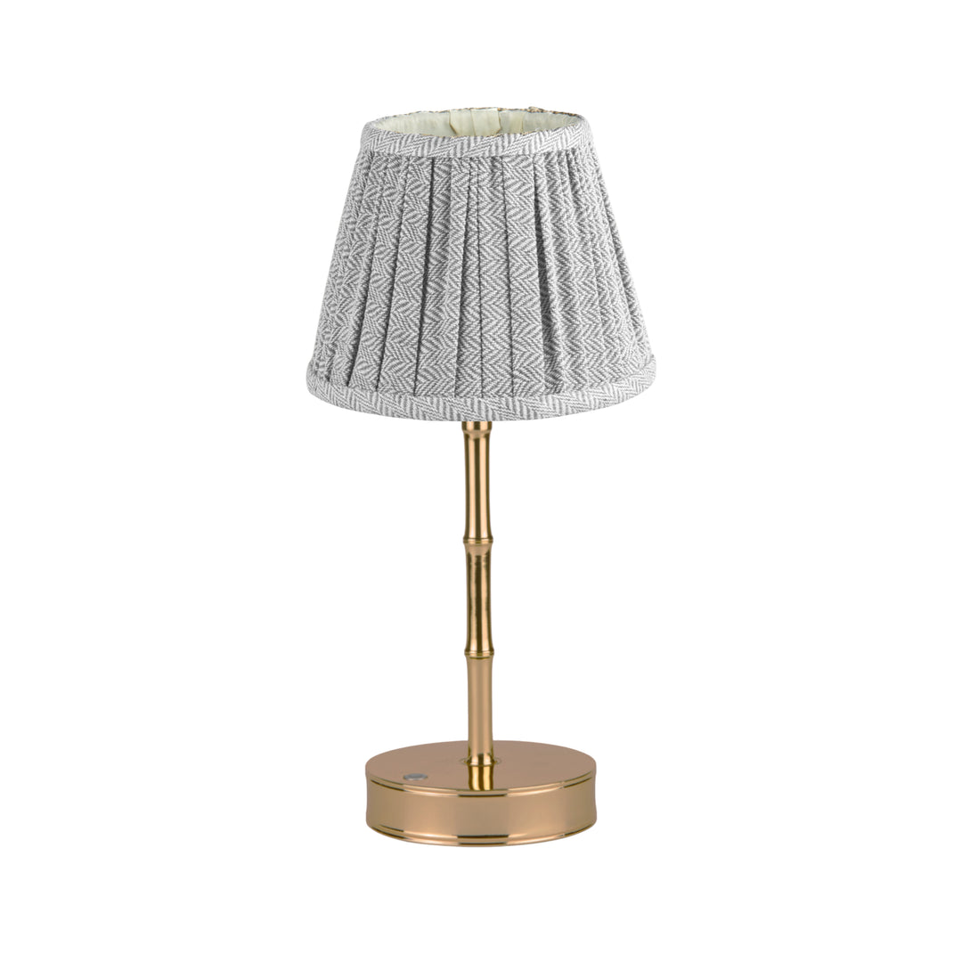 Addison Ross Empire Matt Gold LED Lamp (Light Grey Herringbone)