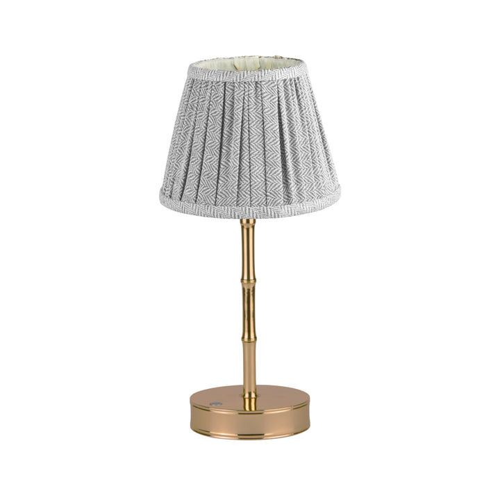 Addison Ross Empire Matt Gold LED Lamp (Light Grey Herringbone)