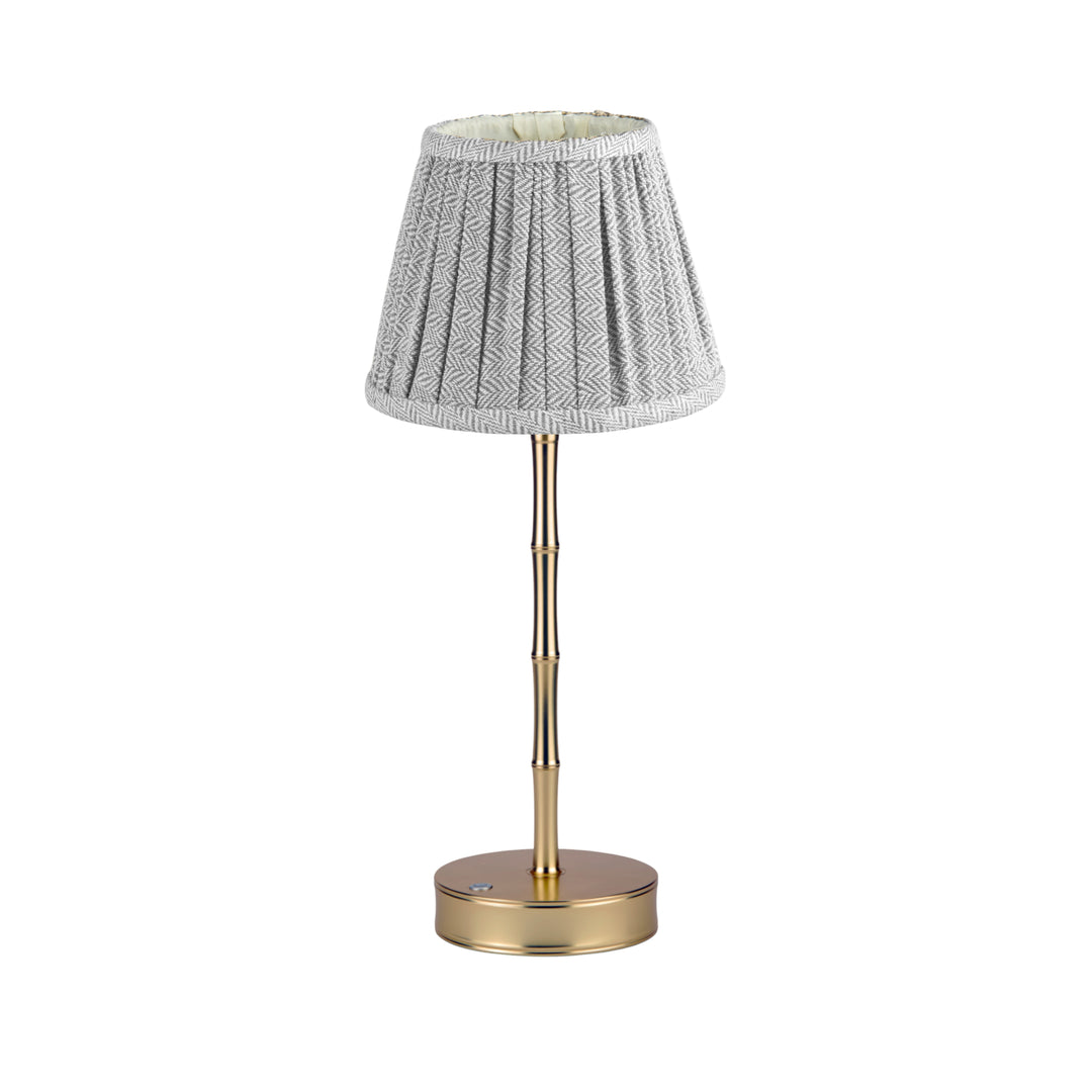 Addison Ross Empire Matt Gold LED Lamp (Light Grey Herringbone)