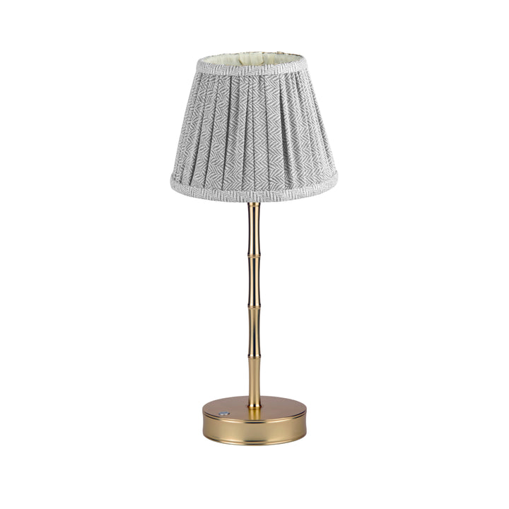 Addison Ross Empire Matt Gold LED Lamp (Light Grey Herringbone)