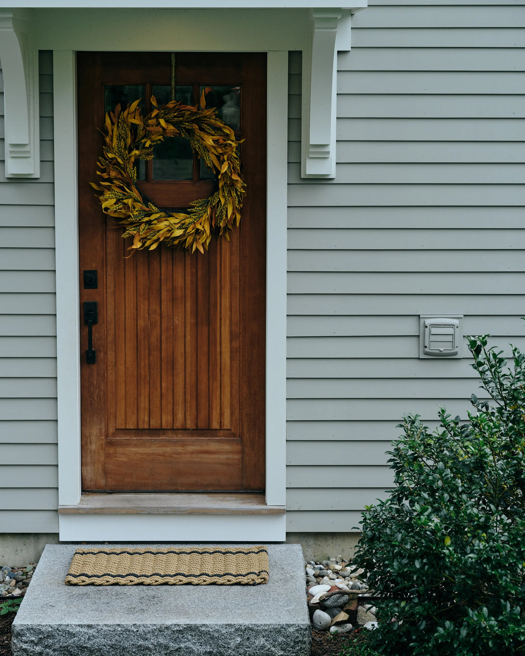 The Rope Co. Handwoven Doormat (Wheat with 2 Charcoal Stripes)