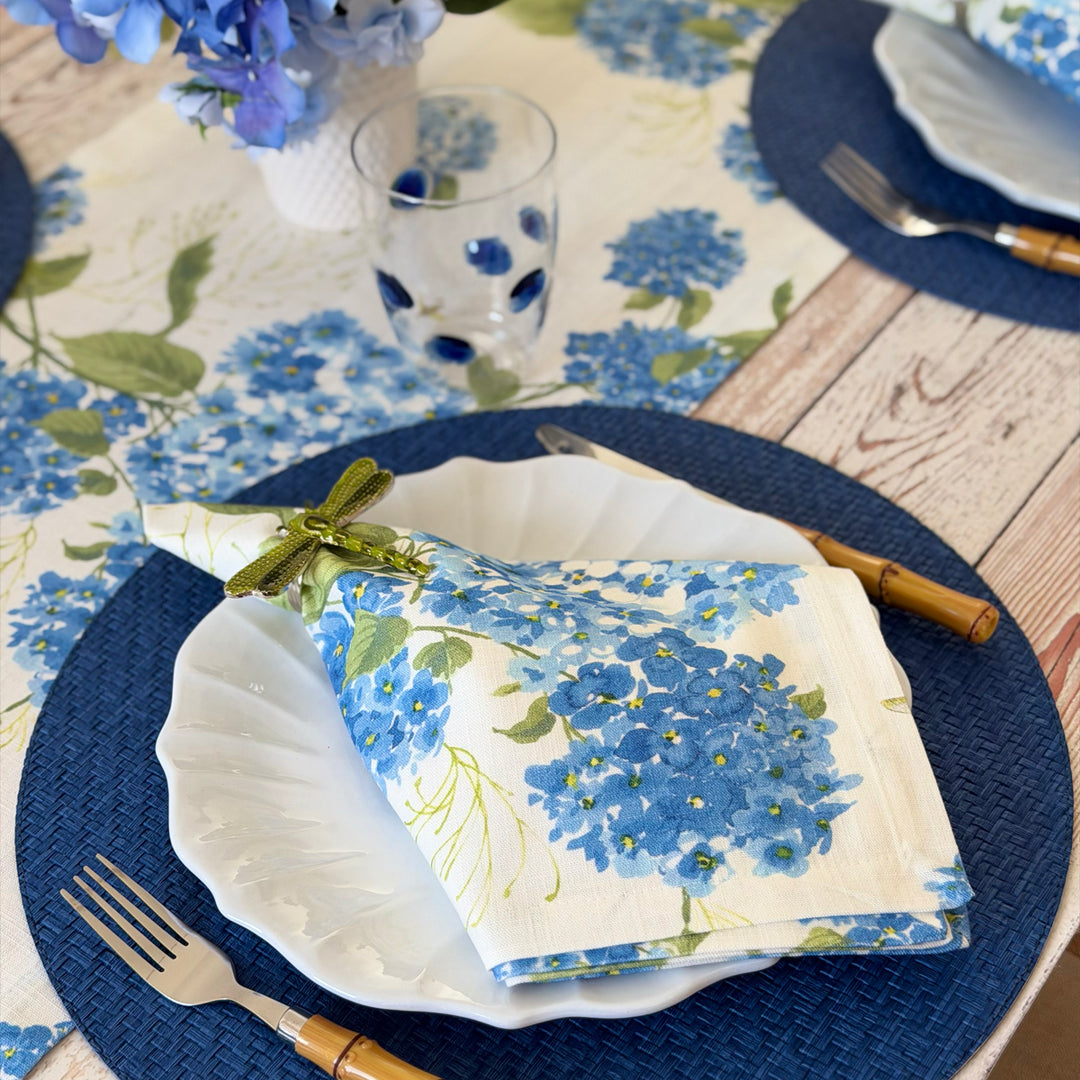 Hydrangea Cotton Print Table Runner 15x90