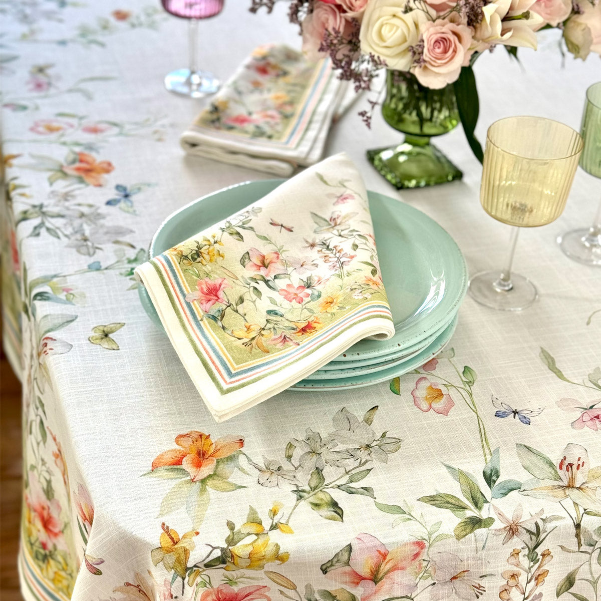 Lily Garden Cotton Print Napkins - Thumbnail 3