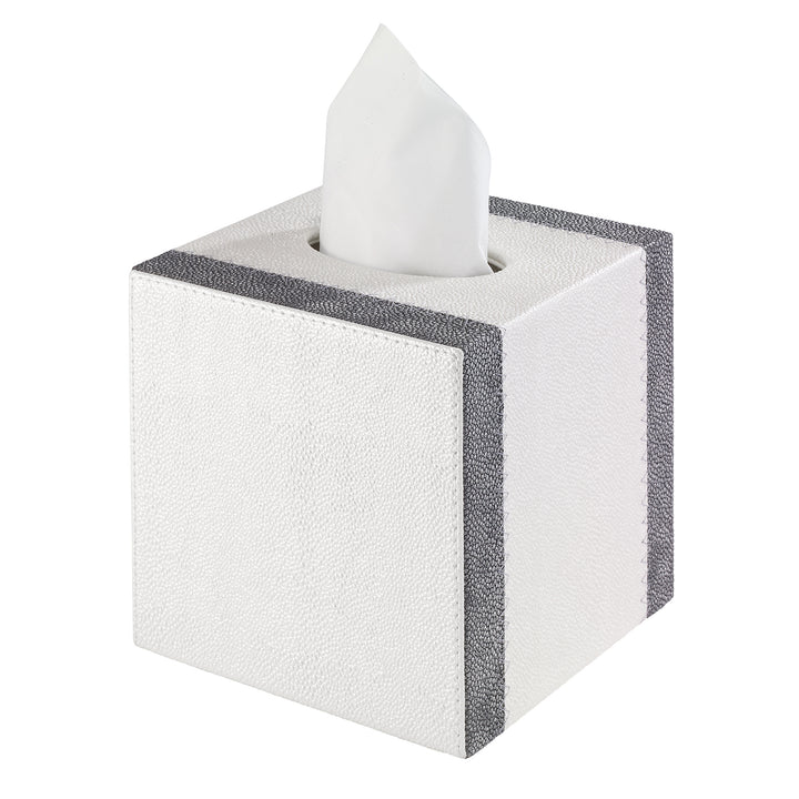 Linea Vinyl Tissue Box Cover (Oyster/Gray)