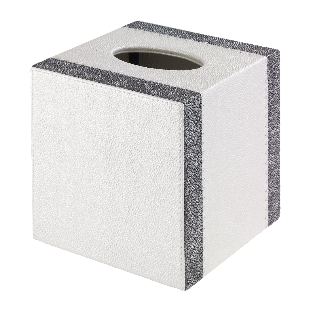 Linea Vinyl Tissue Box Cover (Oyster/Gray)