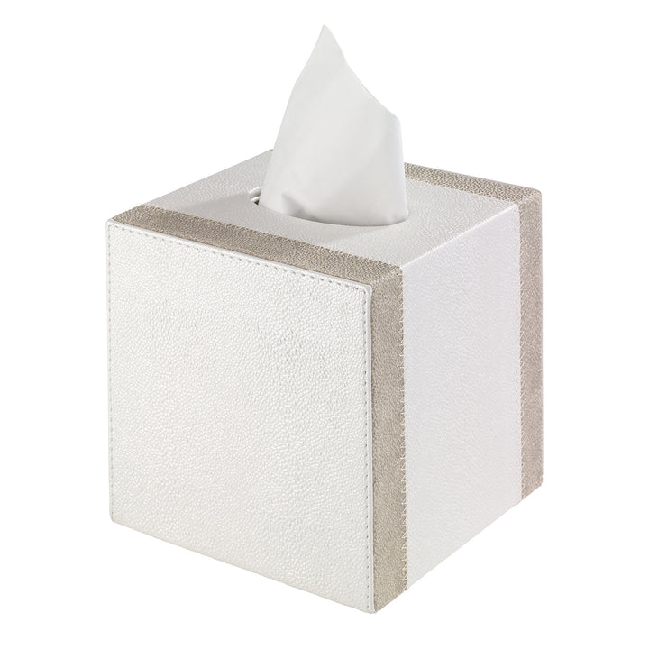 Linea Vinyl Tissue Box Cover (Oyster/Pearl)