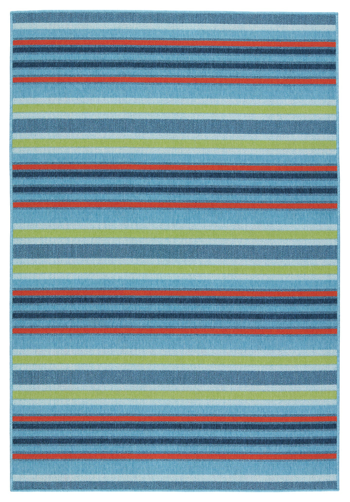 Vibe by Jaipur Living Lloria Indoor/ Outdoor Striped Blue/ Orange Area Rug (MAHABA - MAH10)