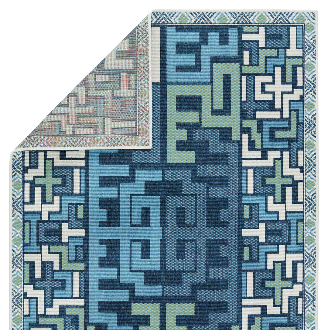 Vibe by Jaipur Living Arpino Indoor/ Outdoor Geometric Blue/ Green Area Rug (MAHABA - MAH11)